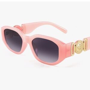 pink 1990’s style sunglasses with gold coin accents NEW